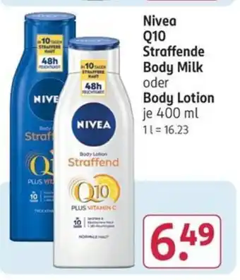 Rossmann NIVEA Q10 Straffende Body Milk oder Body Lotion 400 ml Angebot