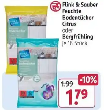 Rossmann Flink & Sauber Feuchte Bodentücher Citrus oder Bergfrühling Angebot