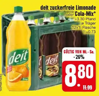 Edeka deit zuckerfreie Limonade oder Cola-Mix 12 x 1 l Flasche Angebot