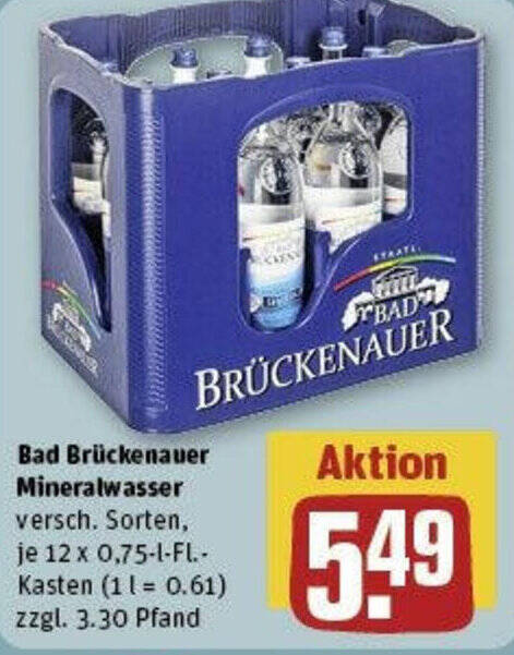 Bad Brückenauer Mineralwasser 12 x 0,75 l Fl. Kasten Angebot bei REWE