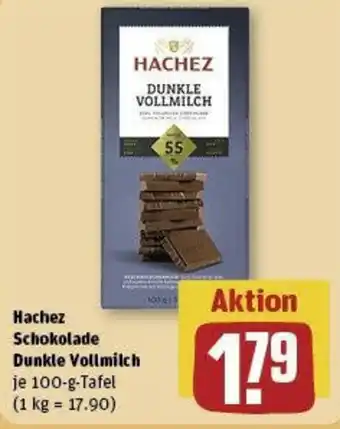 REWE Hachez Schokolade Dunkle Vollmilch 100-g-Tafel Angebot