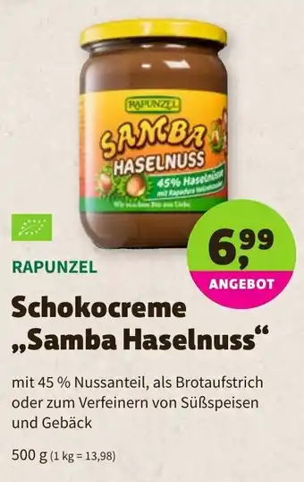 Denns BioMarkt Rapunzel Schokocreme Samba Haselnuss 500g Angebot