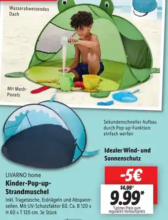 Lidl LIVARNO home Kinder-Pop-up- Strandmuschel Angebot