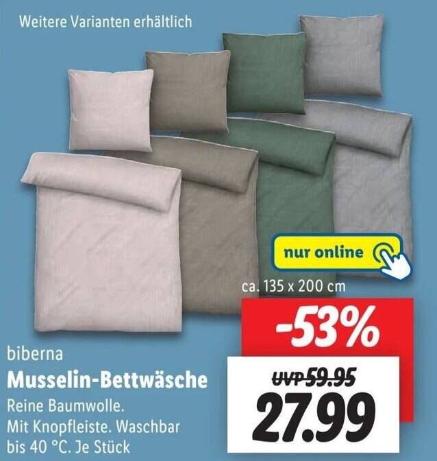 biberna Musselin-Bettwäsche Angebot bei Lidl