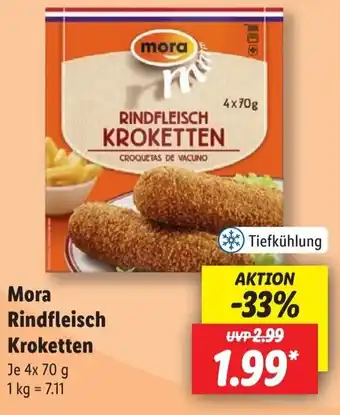 Lidl Mora Rindfleisch Kroketten 4 x 70 g Angebot