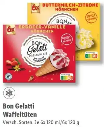 Lidl Bon Gelatti Waffeltüten 6x120 ml/6x120 g Angebot