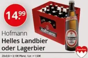 Sagasser Hofmann Helles Landbier oder Lagerbier 20x0,5 L Angebot