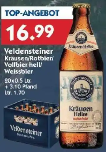 Hol'ab Getränkemarkt Veldensteiner Kräusen/Rotbier/ Vollbier hell/ Weissbier 20x0.5 Ltr. Angebot