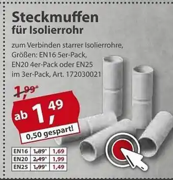 Sonderpreis Baumarkt Steckmuffen Für Isolierrohr Angebot