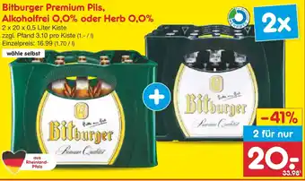 Netto Marken-Discount Bitburger Premium Pils, Alkoholfrei 0,0% oder Herb 0,0% Angebot