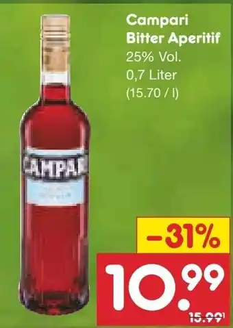 Netto Marken-Discount Campari Bitter Aperitif 0,7 Liter Angebot