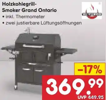 Netto Marken-Discount EL FUEGO Holzkohlegrill Smoker Grand Ontario Angebot