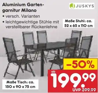 Netto Marken-Discount JUSKYS Aluminium Gartengarnitur Milano Angebot