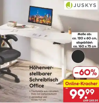 Netto Marken-Discount JUSKYS Höhenverstellbarer Schreibtisch Office Angebot