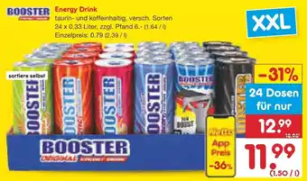 Netto Marken-Discount BOOSTER Energy Drink 24x0,33 Liter Angebot