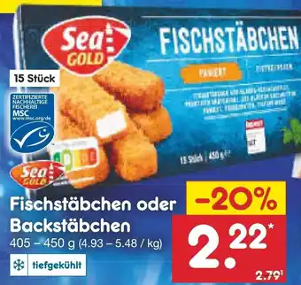 Netto Marken-Discount Sea Gold Fischstäbchen oder Backstäbchen 405-450 g Angebot