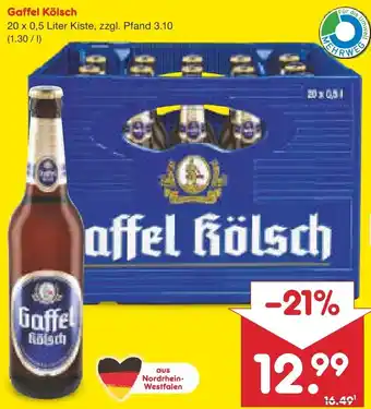 Netto Marken-Discount Gaffel Kölsch 20 x 0,5 Liter Kiste Angebot