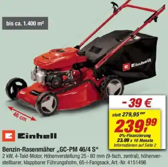 toom Baumarkt Einhell Benzin-Rasenmäher ,,GC-PM 46/4 S" Angebot