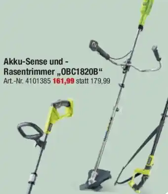 toom Baumarkt RYOBI Akku-Sense und Rasentrimmer ,,OBC1820B" Angebot