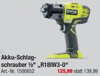 toom Baumarkt RYOBI Akku-Schlagschrauber 1/2",,R18IW3-0" Angebot