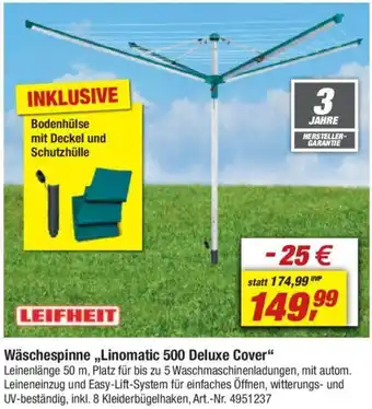 toom Baumarkt LEIFHEIT Wäschespinne ,,Linomatic 500 Deluxe Cover" Angebot