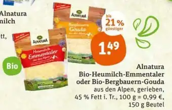 tegut Alnatura Bio-Heumilch-Emmentaler o. Bio-Bergbauern-Gouda 150g Angebot