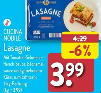 Aldi Nord CUCINA NOBILE Lasagne 1 kg Packung Angebot