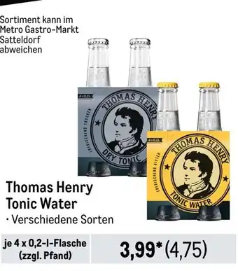 METRO Thomas Henry Tonic Water je 4 x 0,2-L Angebot