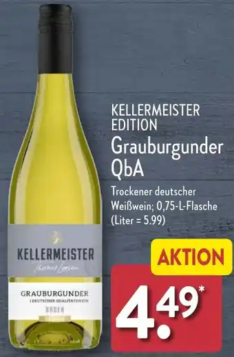 Aldi Nord KELLERMEISTER EDITION Grauburgunder QbA 0,75 L Flasche Angebot