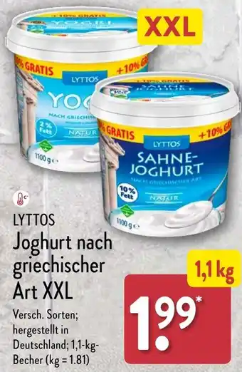 Aldi Nord LYTTOS Joghurt nach griechischer Art XXL 1,1 kg Angebot