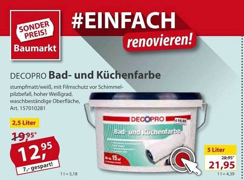Decopro Bad- Und Küchenfarbe Angebot bei Sonderpreis Baumarkt