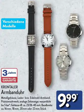 Aldi Nord KRONTALER Armbanduhr Angebot