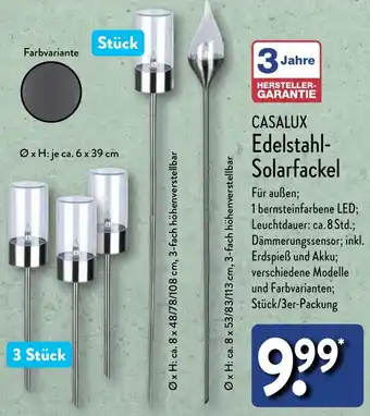 Aldi Nord CASALUX Edelstahl Solarfackel Angebot