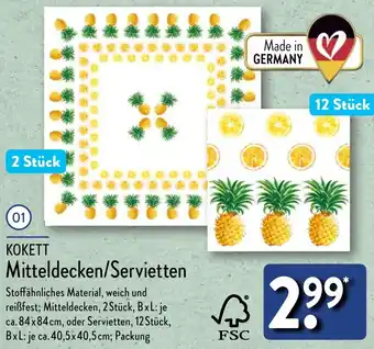 Aldi Nord KOKETT Mitteldecken/Servietten Angebot