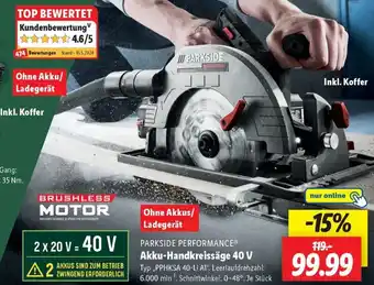 Lidl PARKSIDE PERFORMANCE Akku-Handkreissäge 40 V Angebot