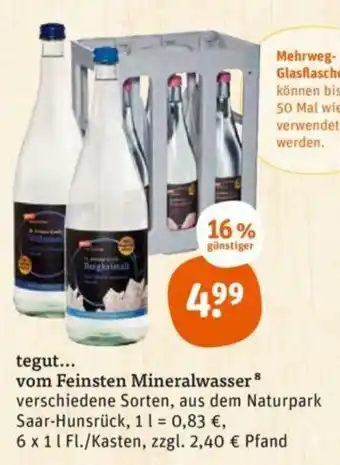 tegut tegut... vom Feinsten Mineralwasser 6*1L Angebot