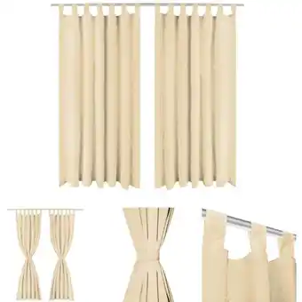 ManoMano The Living Store Vorhänge aus Mikro-Satin 2 Stk. mit Schlaufen 140×175 cm Beige - Vorhänge & Gardinen - Beige Angebot