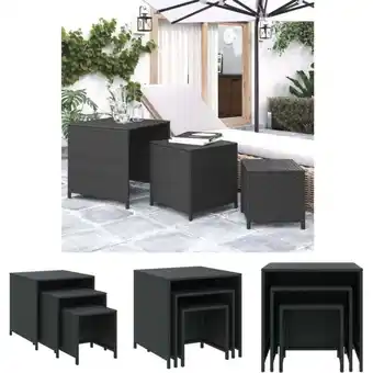 ManoMano The Living Store Satztische 3 Stk. Schwarz Poly Rattan - Beistelltische - Schwarz Angebot