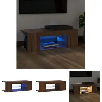 ManoMano The Living Store TV-Schrank mit LED-Leuchten Braun Eichen-Optik 90x39x30 cm - TV-Möbel - Braun Angebot