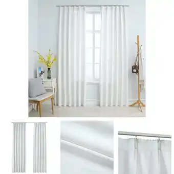 ManoMano The Living Store Verdunkelungsvorhänge mit Haken 2 Stk. Grauweiß 140x245 cm - Vorhänge & Gardinen - Weiß Angebot