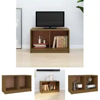 ManoMano The Living Store TV-Schrank Honigbraun 70x33x42 cm Massivholz Kiefer - TV-Möbel - Braun Angebot