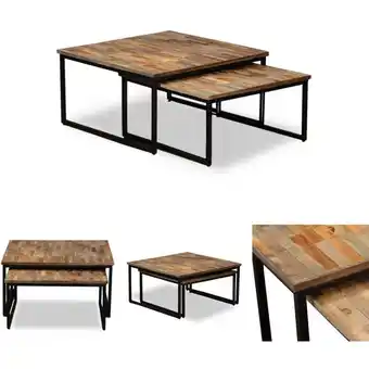 ManoMano The Living Store Satztisch Couchtisch-Set 2-tlg. Recyceltes Teak Massiv - Couchtische - Braun Angebot