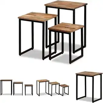 ManoMano The Living Store Satztisch Couchtisch-Set 3-tlg. Recyceltes Massivholz Teak - Couchtische - Braun Angebot