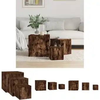 ManoMano The Living Store Beistelltische 3 Stk. Räuchereiche Holzwerkstoff - Beistelltische - Braun Angebot