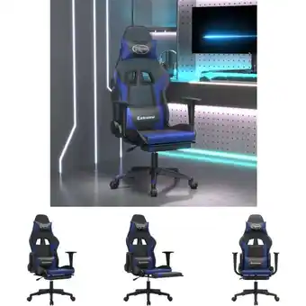 ManoMano The Living Store Gaming-Stuhl mit Massage & Fußstütze Schwarz & Blau Kunstleder - Gaming-Sessel - Blau Angebot