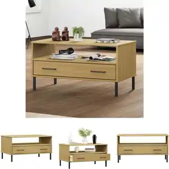 ManoMano The Living Store Couchtisch OSLO mit Metallbeinen Braun 85x50x45 cm Massivholz - Couchtische - Braun Angebot