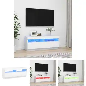 ManoMano The Living Store TV-Schrank mit LED-Leuchten Weiß 100x35x40 cm - TV-Möbel - Weiß Angebot