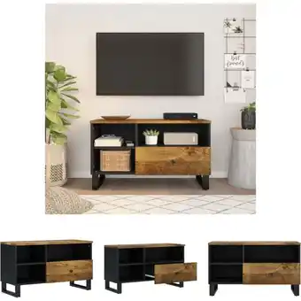 ManoMano The Living Store TV-Schrank 80x33x46 cm Massivholz Mango & Holzwerkstoff - TV-Möbel - Braun Angebot