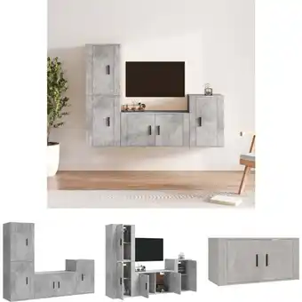 ManoMano The Living Store 4-tlg. TV-Schrank-Set Betongrau Holzwerkstoff - TV-Möbel - Grau Angebot