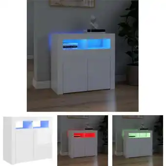 ManoMano The Living Store Sideboard mit LED-Leuchten Hochglanz-Weiß 80x35x75 cm - Sideboards - Weiß Angebot